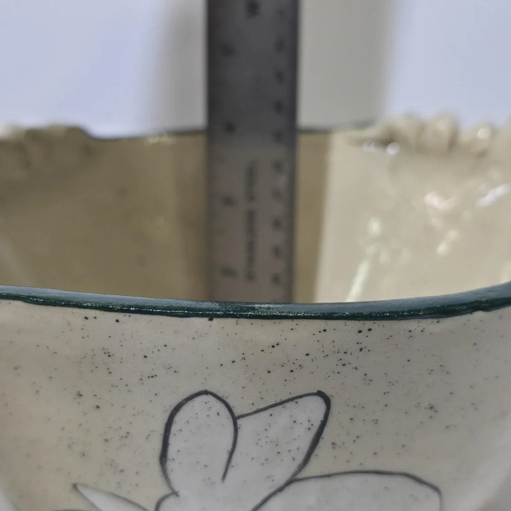 Vintage Gail Miller Signed Pottery Bunny Bowl Folk Art Arkansas HandPainted